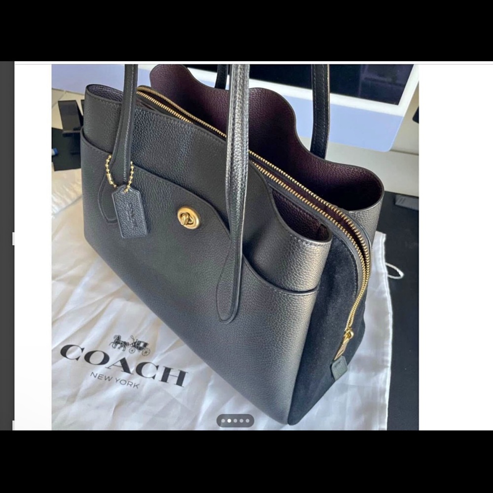 Coach Black and Gold Leather Tote